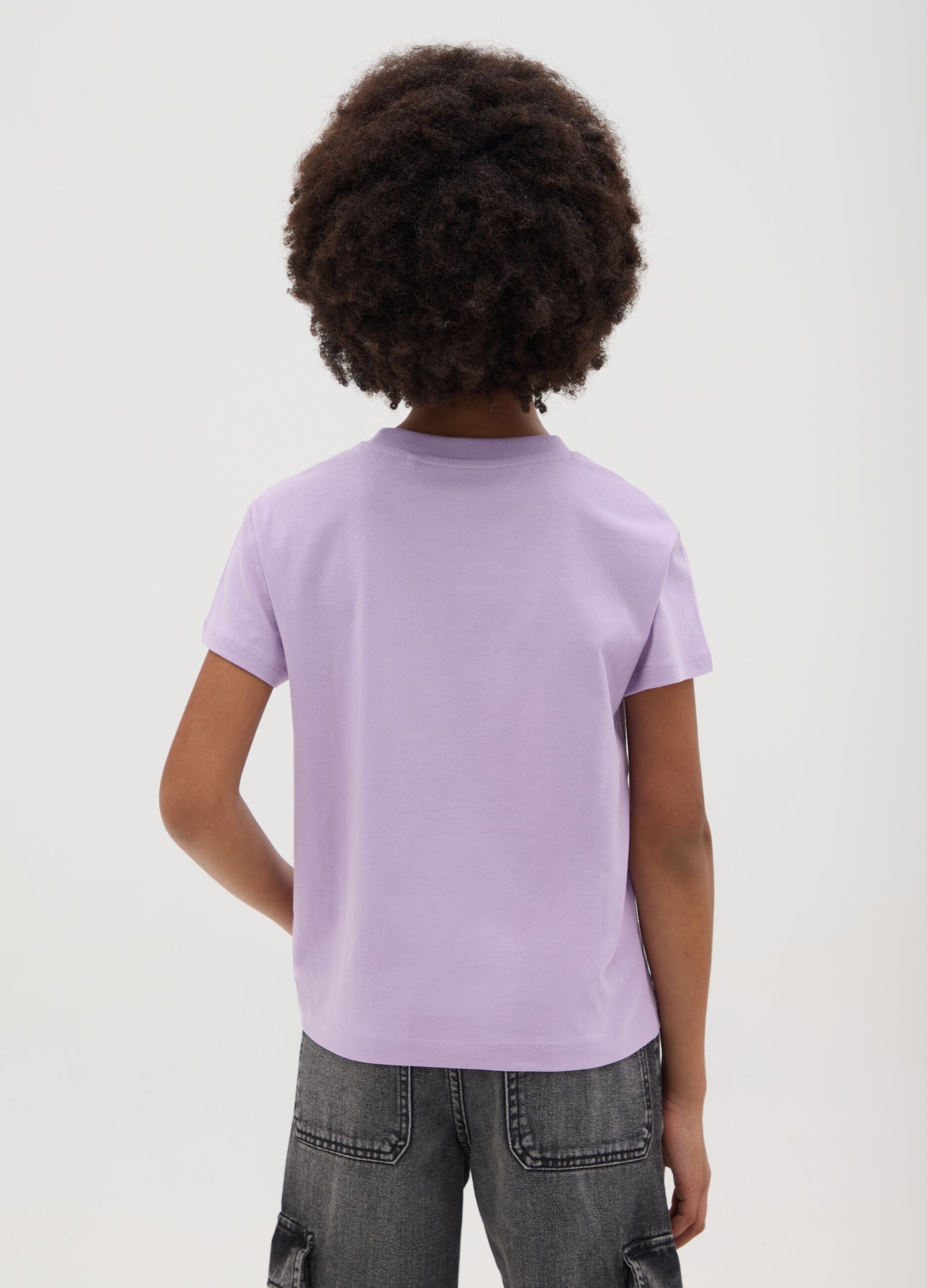 Girls&rsquo; purple regular fit T-shirt in 100% cotton