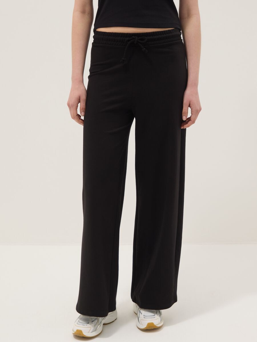Black Pure Cotton Baggy Jogger Trousers_1