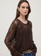 Brown stretch lace blouse with regular fit_0