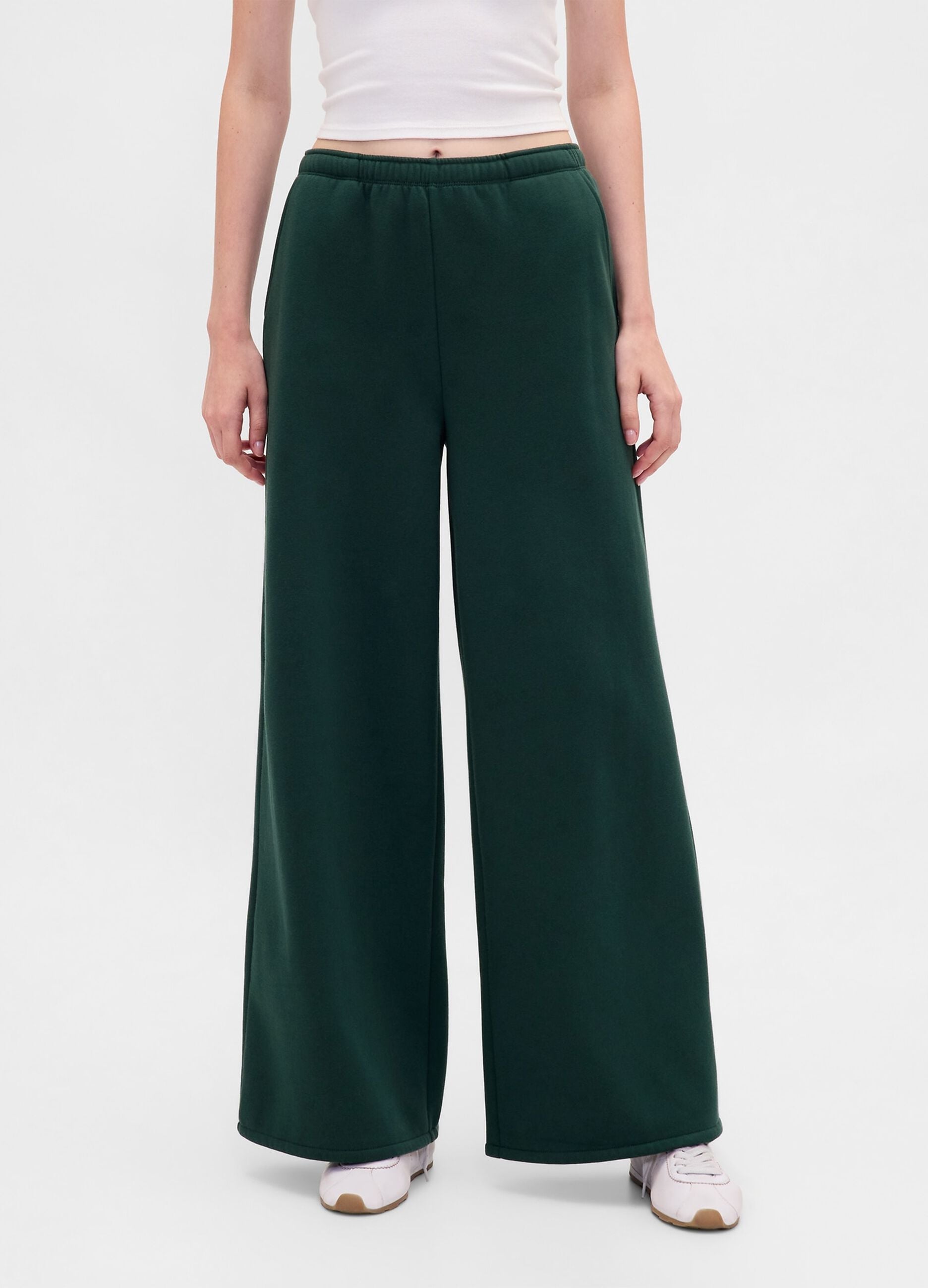 Green Palazzo Trousers in Cotton and Polyester Blend