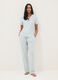 Multicolour pure viscose pyjama trousers with geometric pattern, regular fit_0