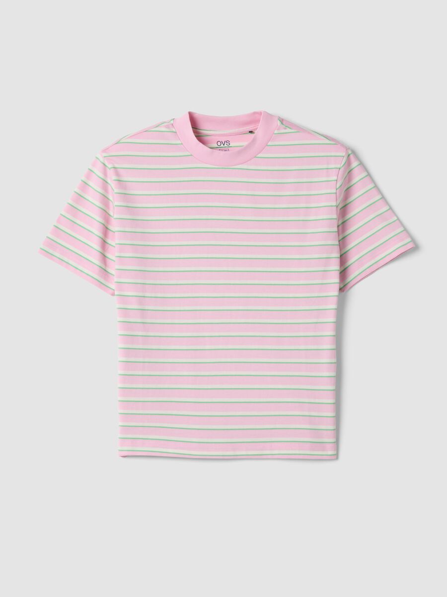 Pink striped pure cotton T-shirt_4