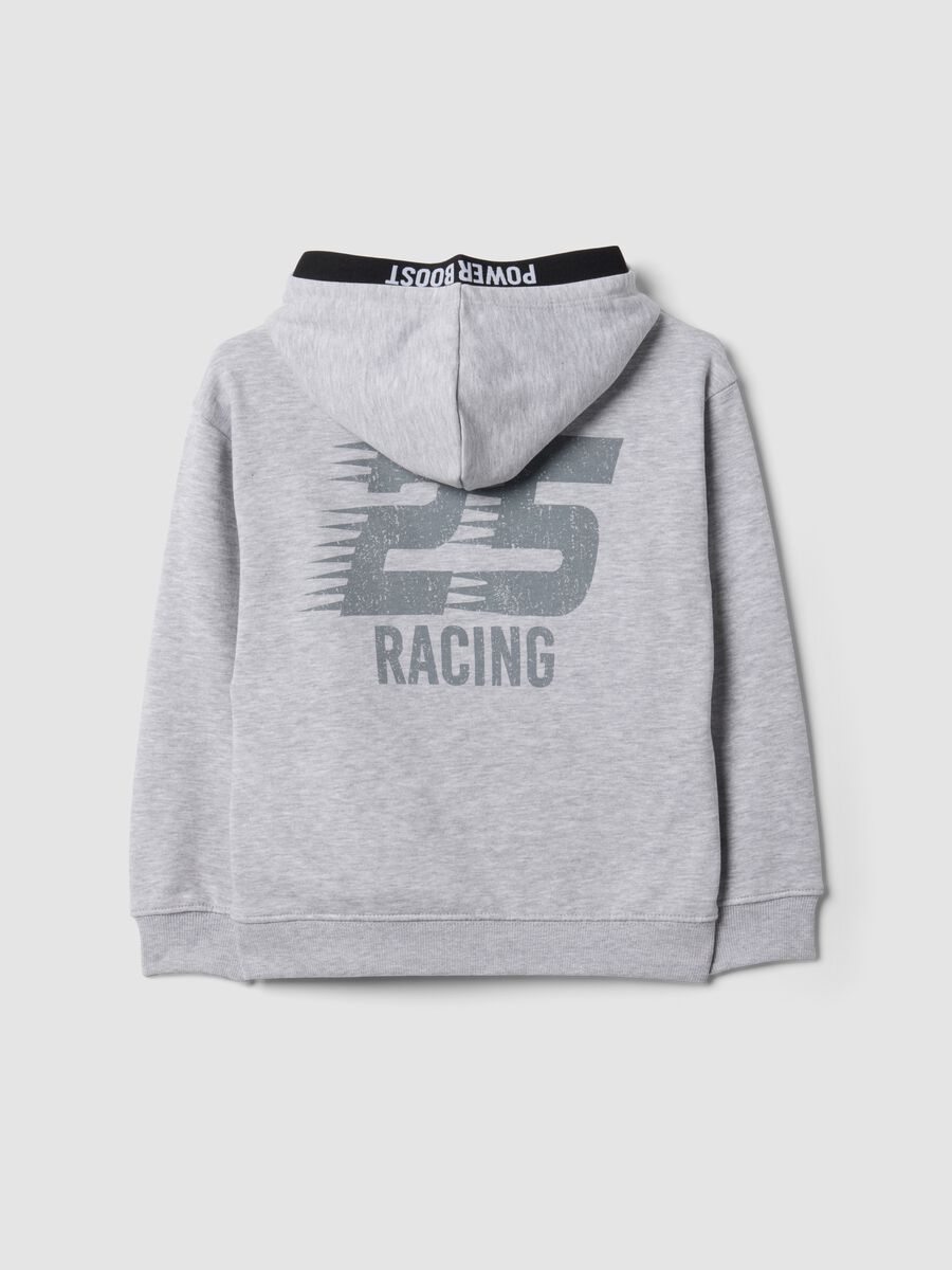 Grey hooded sweatshirt in cotton-viscose blend with print for boys_1