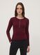 Red fitted ribbed viscose-blend top with buttons_2
