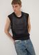 Black pure cotton mesh sleeveless top, oversized fit_3
