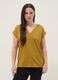 Yellow pure cotton regular fit V-neck T-shirt_2