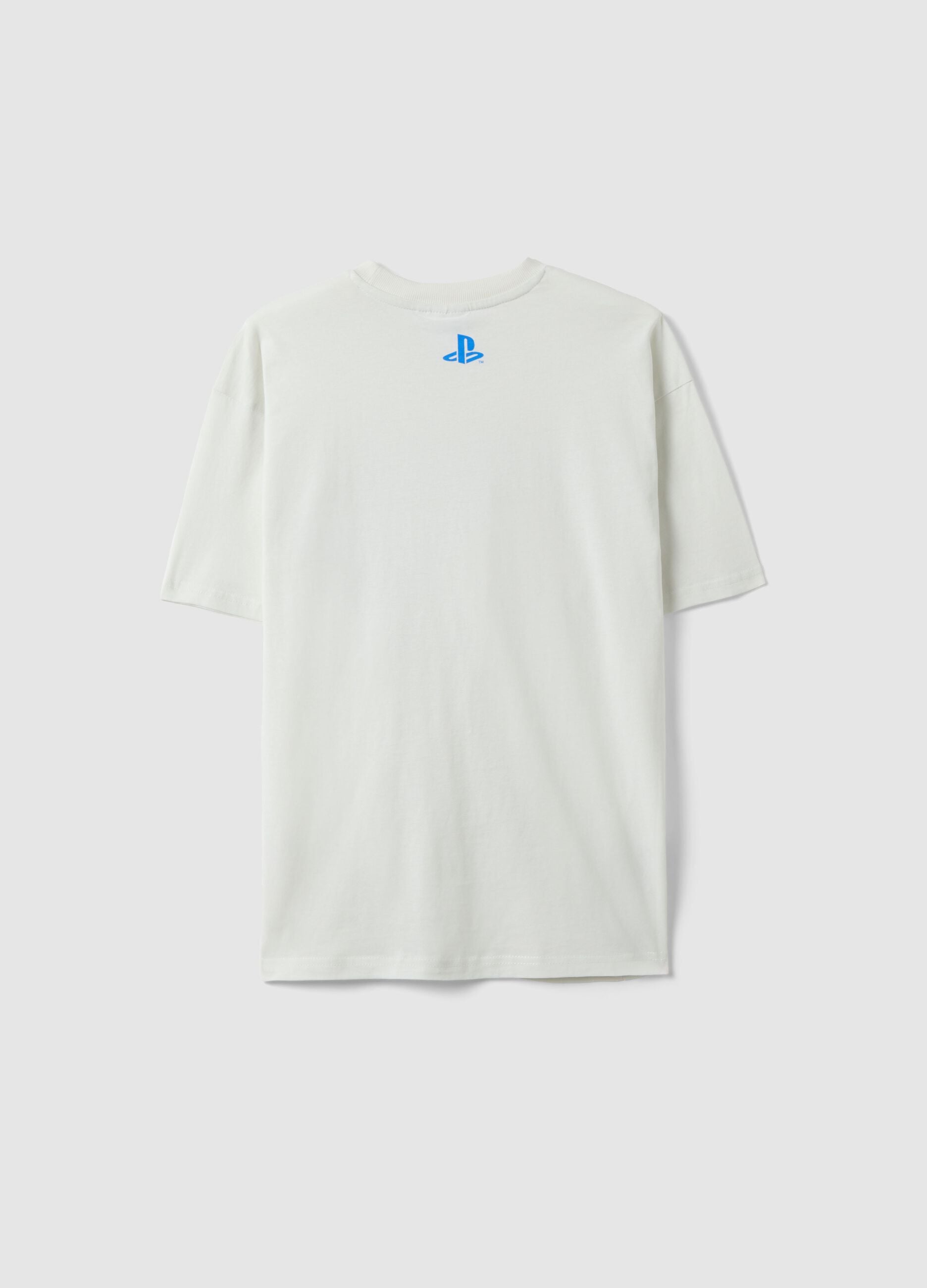 White pure cotton oversized fit boy's T-shirt with print
