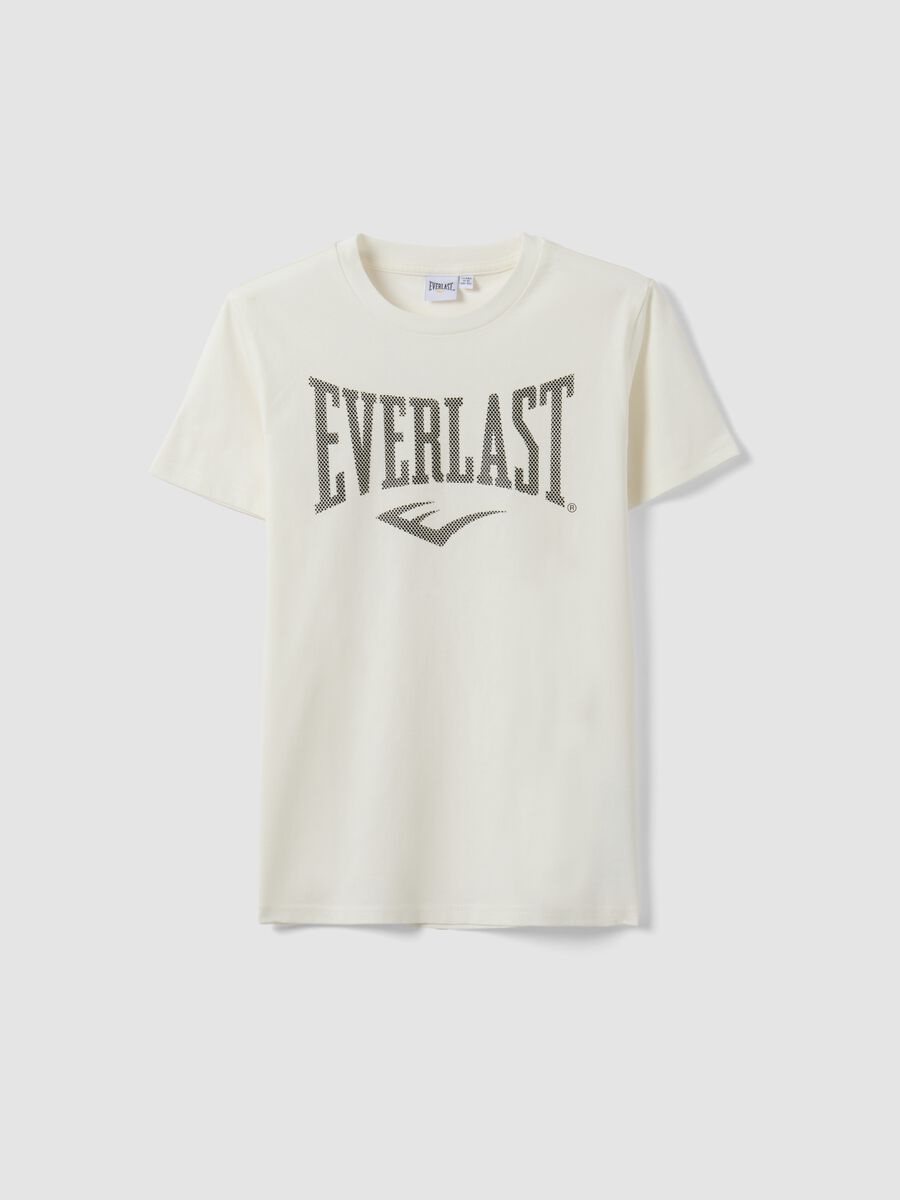 White pure cotton T-shirt with front print, regular fit for boys_0