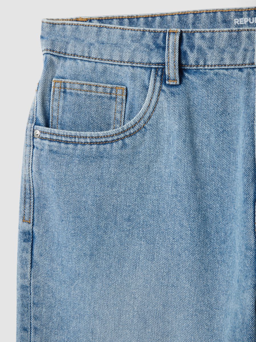 Blue denim Bermuda shorts in cotton blend, regular fit_5