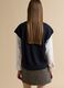 Blue deep V-neck oversized button-up gilet_3