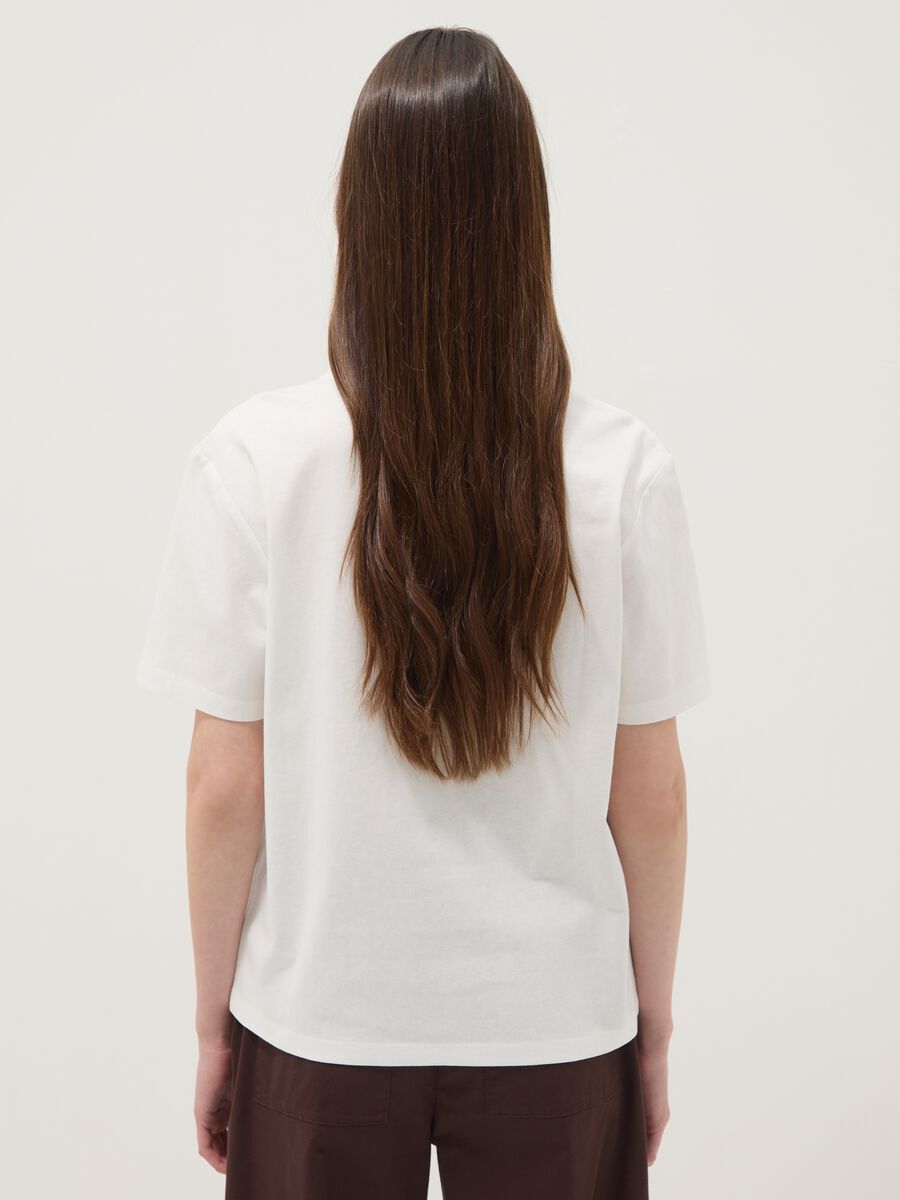 White pure cotton T-shirt with floral print_3