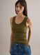 Green stretch cotton regular fit tank top_0