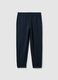 Blue regular fit trousers with elasticated waist_4
