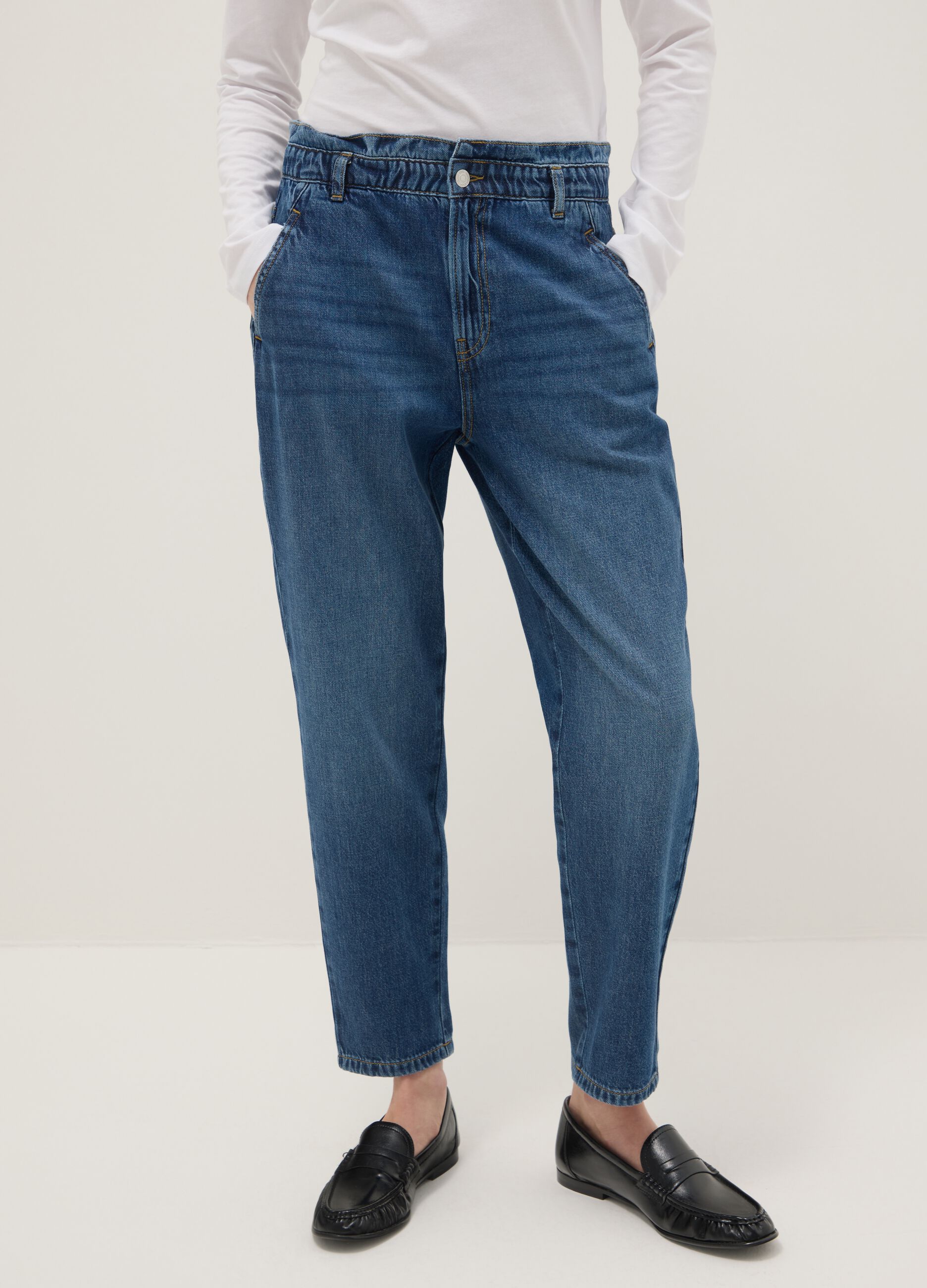 Blue Pure Cotton Baggy Trousers