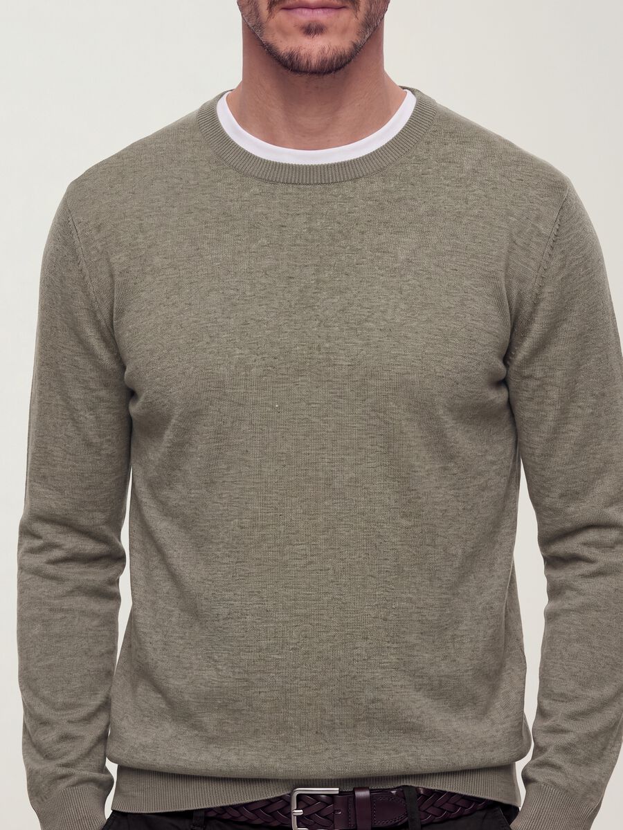 Grey crew-neck viscose-blend jumper, regular fit_3
