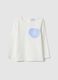 White stretch cotton regular fit girl's T-shirt with heart_0
