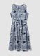 Blue pure cotton dress with print and matching belt, regular fit_4