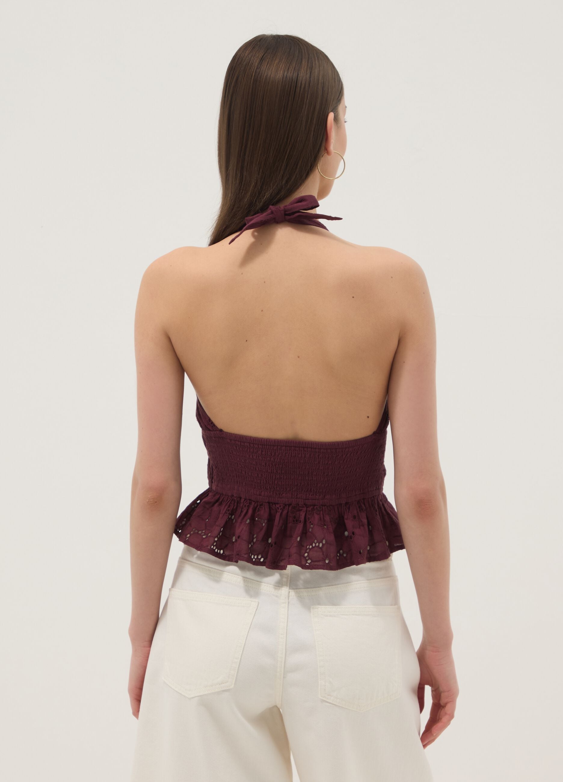 Purple pure cotton halterneck top