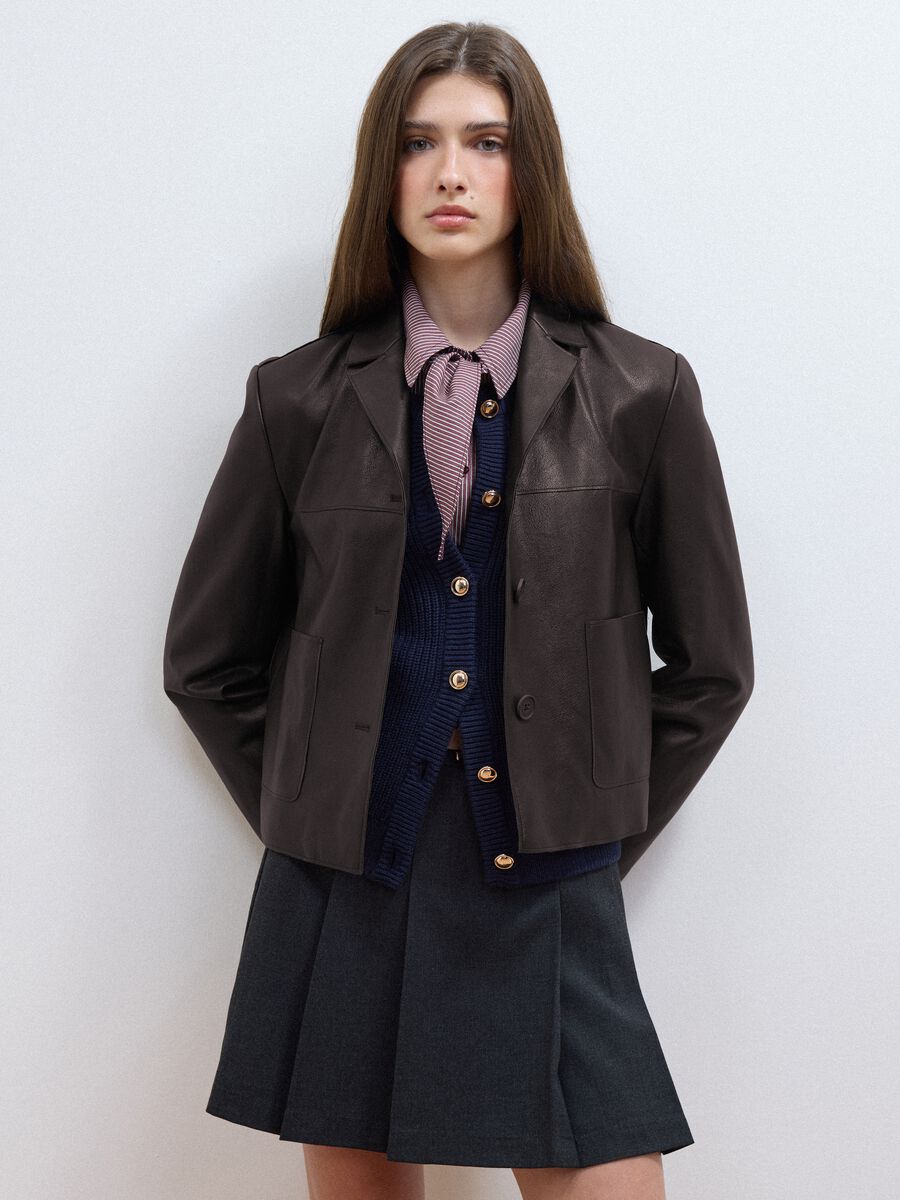 Brown regular-fit jacket with buttons_0