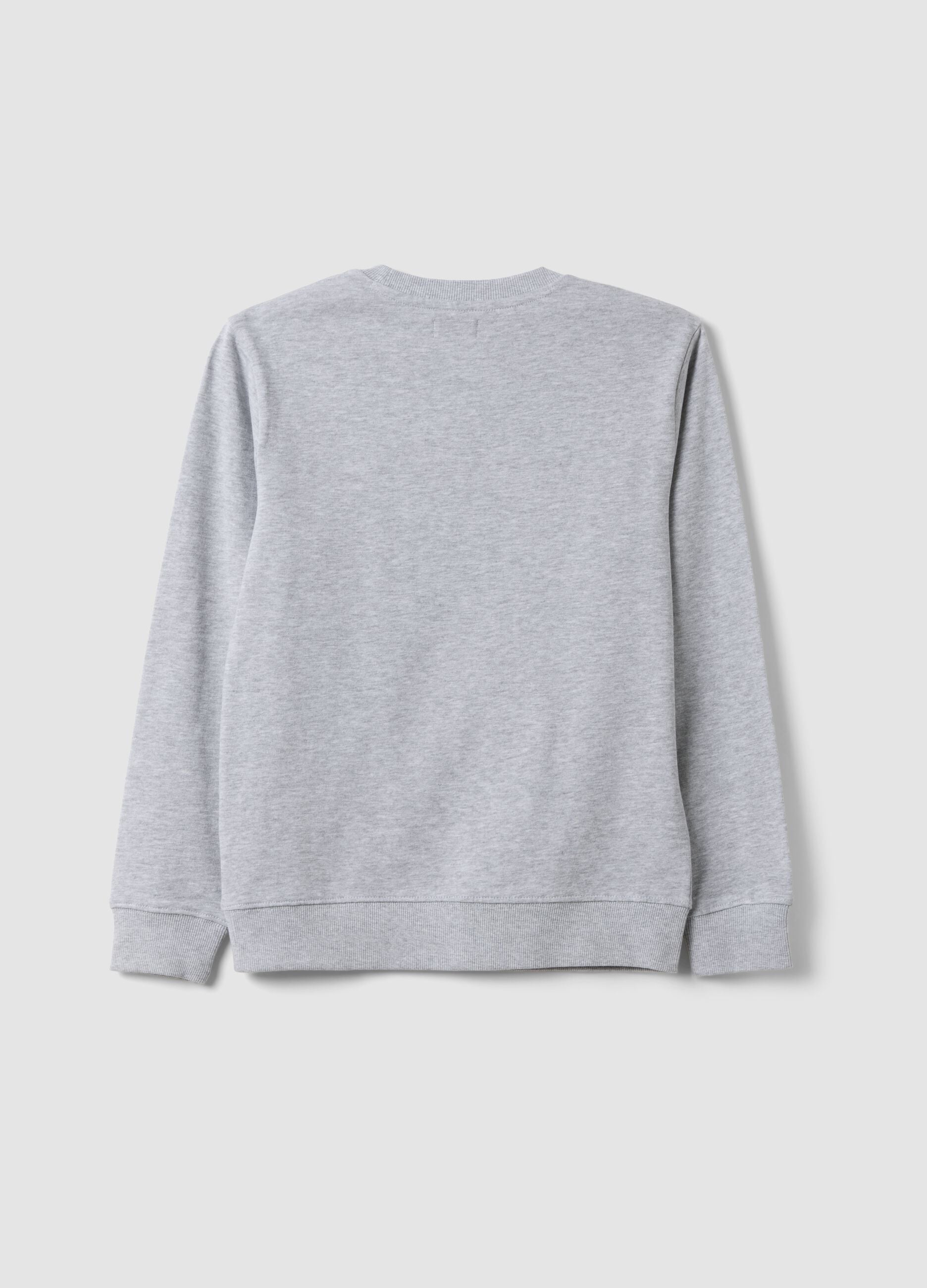 Grey cotton and viscose blend sweatshirt with &ldquo;Victory&rdquo; slogan for boys
