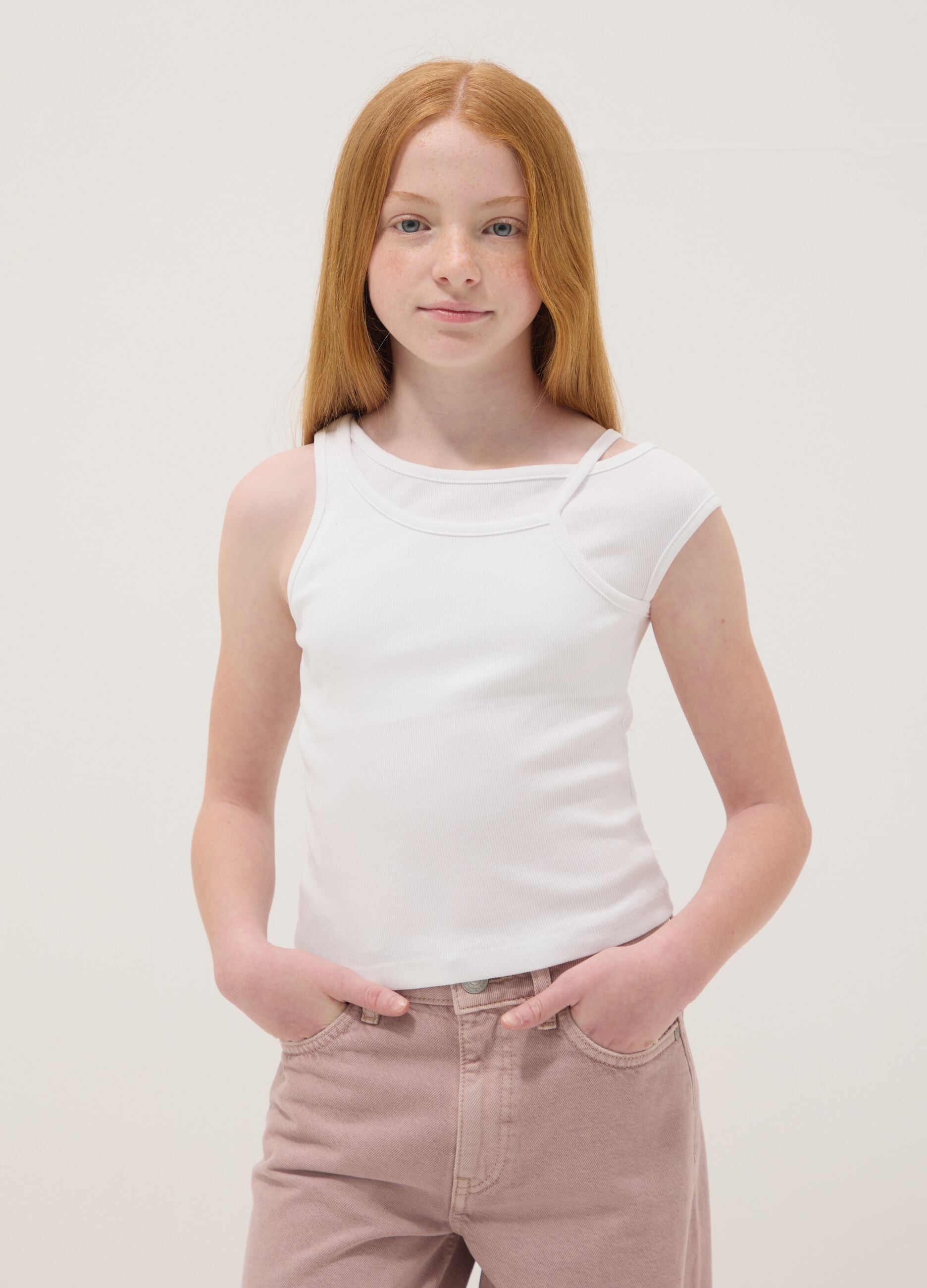 White stretch cotton top