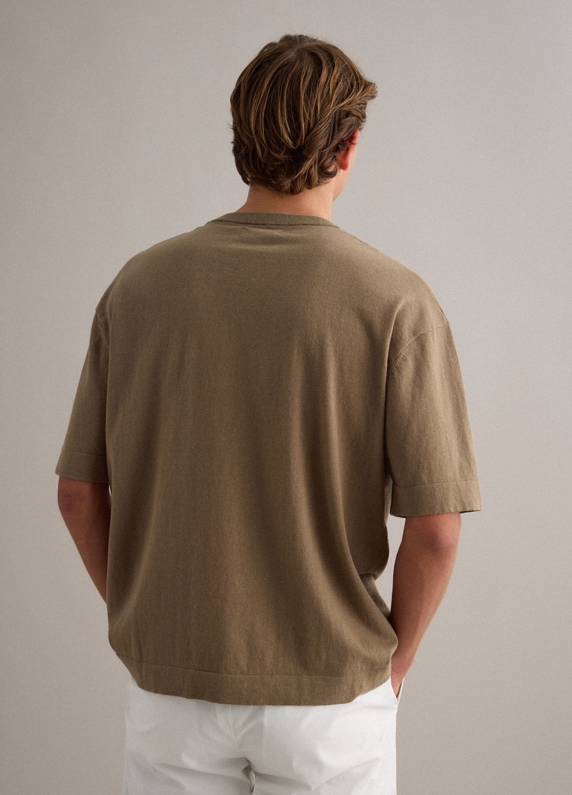 Brown short sleeve pure cotton T-shirt
