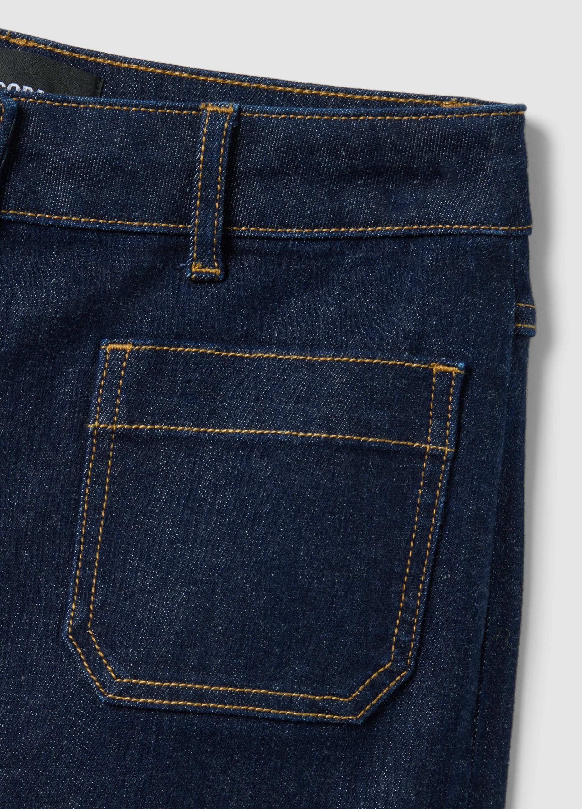 Blue Stretch Cotton Trousers Regular Fit