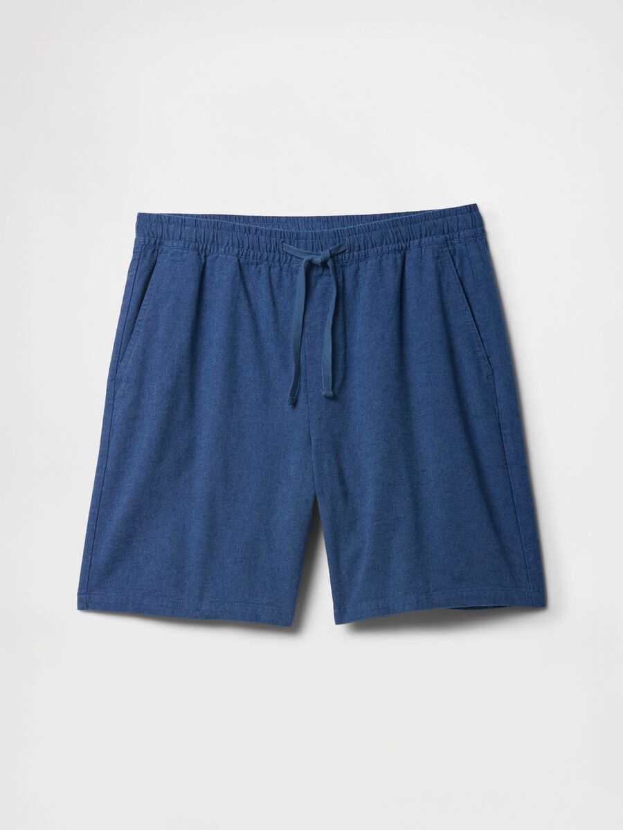 Blue Fabric Blend Shorts_3
