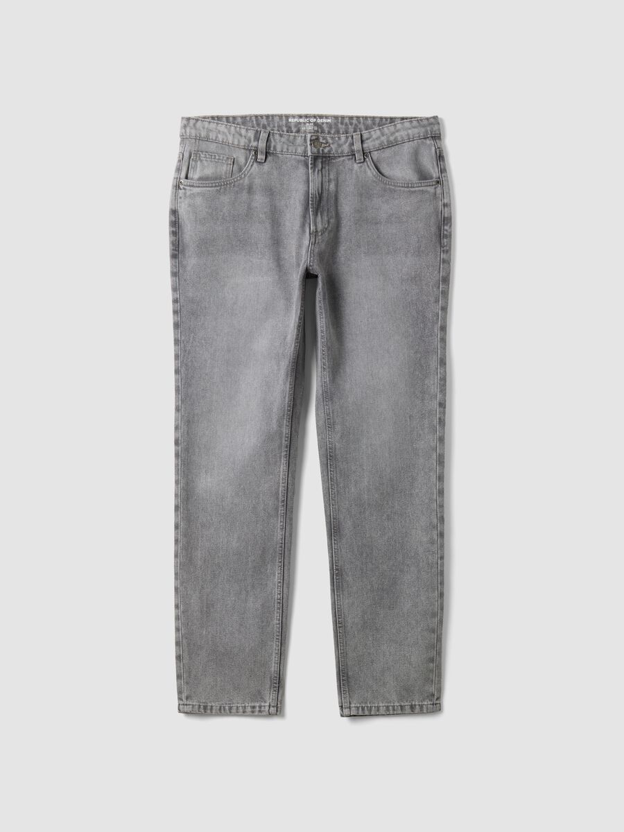Grey slim-fit jeans in cotton and viscose blend_0