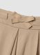 Beige wide-leg stretch viscose trousers with bow for baby girl_3