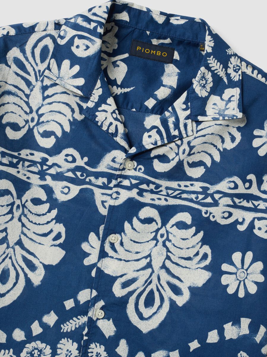 Blue organic cotton shirt with all-over print_5