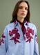 Light Blue Pure Cotton Poplin Shirt with Floral Embroidery, Regular Fit_0