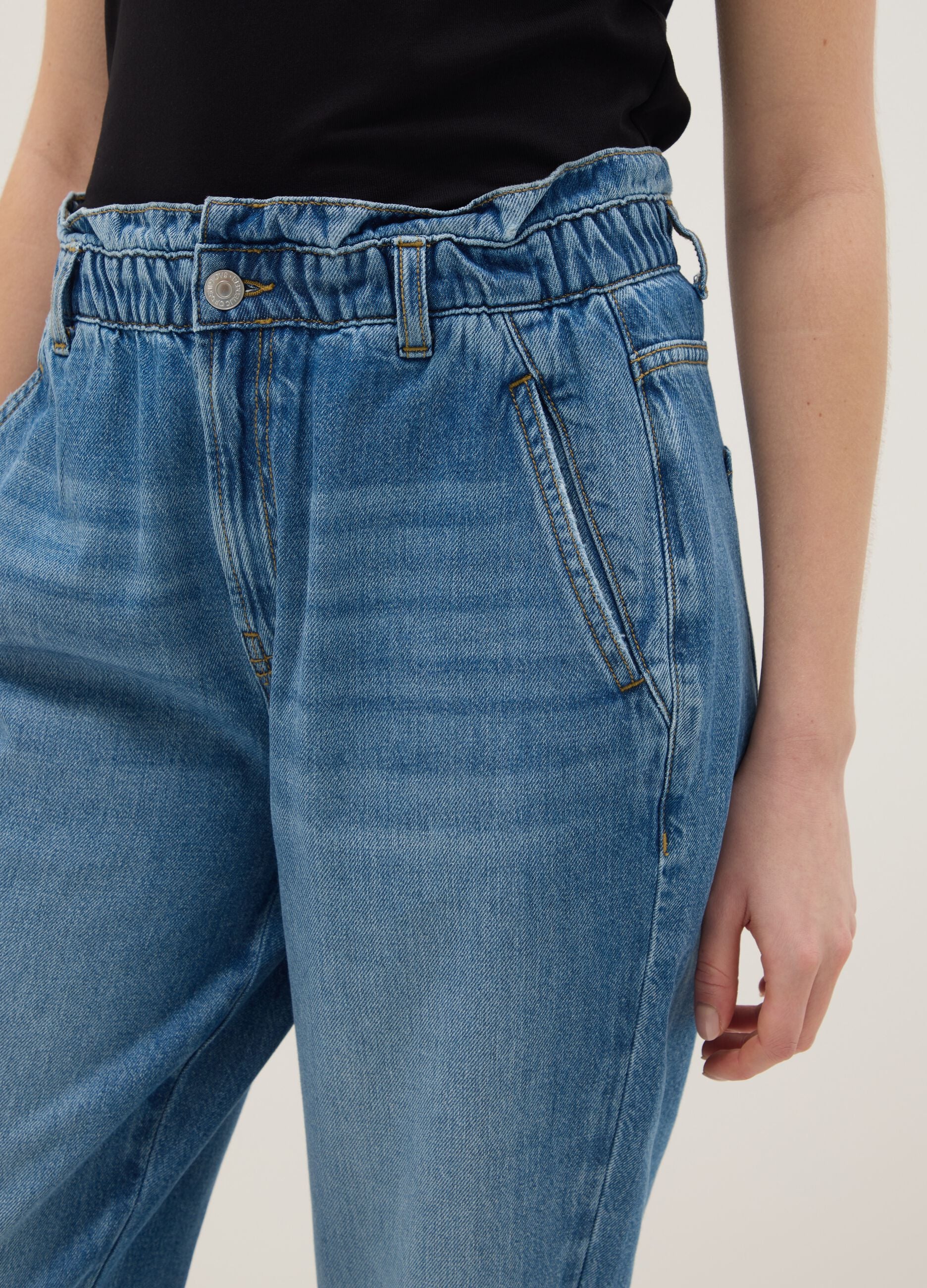 Blue Pure Cotton Baggy Trousers