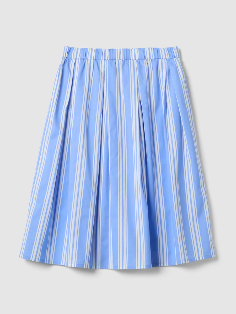 Blue striped pure cotton midi skirt_4