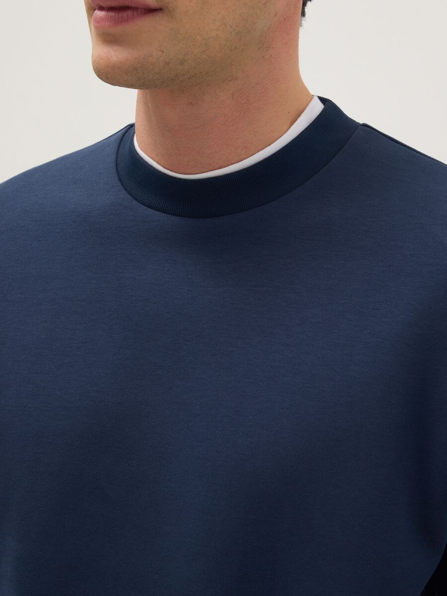 Regular fit blue cotton-blend crewneck sweatshirt_3