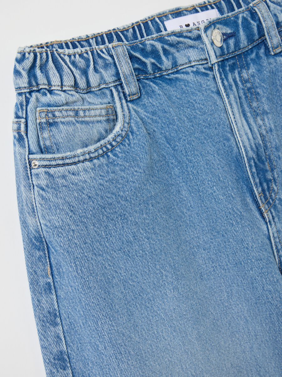 Jeans da donna in puro cotone denim con vita regolare wide leg_5